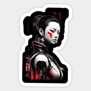 Japanese Cyber Girl - Futuristic Style Sticker